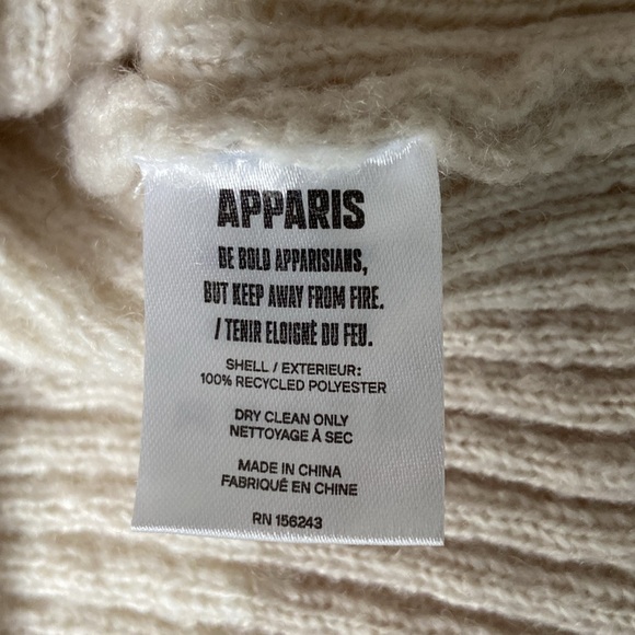 Apparis Anita Two Tone Ribbed Knit V Neck Sweater Cream Tan Large NEW - Picture 5 of 16